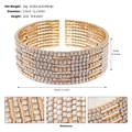 Dimensiones detalladas del brazalete ancho dorado con incrustaciones de strass brillante - Brazalete Abierto Ancho / Dorado (Estrás Multicapa)
