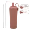 Matte brown 830ml insulated tumbler with magnetic handle and large Tritan straw - 830ml / Khaki