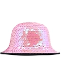 Cappello bucket con paillettes rosa stile disco con scaglie luccicanti per feste retrò - M (56-58cm) / Stile Paillettes Rosa