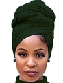 Solid deep green jersey headwrap for women with high elasticity and minimalist style - One Size / Dark Green