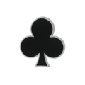 Insigne de trèfle de carte de poker noir classique avec bordure argentée sur fond blanc - Style Trèfle (C1992-4)