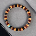 Bracelet en perles de bois multicolores de 04x07mm aux tons naturels variés - Standard 5x8mm / Perles Multicolores