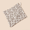 Soft cotton gauze baby handkerchief featuring a classic brown leopard print and hanging loop - 23x23cm / Leopard Print
