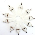 Set van tien helderwitte kristallen zeshoekige hangers met zilveren metalen sluitingen - Natuurlijk wit kristal