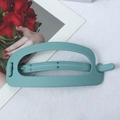 Minimalist square hollow hair clip in matte green finish for half-up hairstyles - Lake Blue