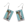 Double-sided acrylic tarot earrings featuring The Hermit card with silver hooks - The Hermit-C108