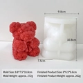 Molde de silicona oso de rosas para velas y jabones con molde y oso rojo terminado - Estilo Oso de Rosa con Pajarita(J-0197) / Blanco