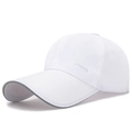Atmungsaktive weiße schnelltrocknende Sportkappe mit langem Schirm und Logo - Verstellbar / Weiß