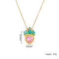 Pink heart crown pendant necklace in gold titanium steel, size 22.5mm by 15.5mm - Gold Pink Crown A278