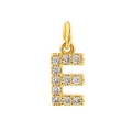 18k gold plated letter E pendant with micro-pave cubic zirconia for DIY jewelry - Gold-E