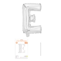 Silberner Folienballon Buchstabe E für Geburtstagsparty mit Verpackung und Strohhalm - Buchstabe E / Silber