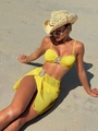 Three-piece vibrant yellow bikini set with ruffled texture and teardrop silver ornaments - S / Neon Yellow