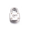 Polished silver heart-shaped padlock pendant with minimalist engraving for DIY jewelry - 18x11mm