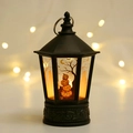 Farol LED negro vintage de Halloween con diseño de calabazas y anillo para colgar - Patrón de Calabaza