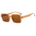 Square tortoise shell sunglasses with dark brown lenses and small decorative metal studs - Jelly Tea Frame Tea Lens