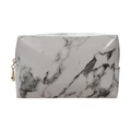 Beauty case quadrato in marmo bianco in pelle PU con cerniera metallica dorata - Piccolo / Motivo marmo bianco