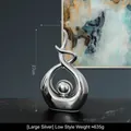 Modern abstract silver flame ceramic sculpture, 27cm height minimalist home decor accent - Morning Song Short Style Silver - Large