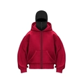 Roter Unisex-Zip-Hoodie mit integrierter schwarzer Sturmhaube und Fleece-Struktur - S / Rot