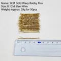 Lot de 50 épingles à cheveux dorées ondulées en U de 5cm pour coiffure élégante - Pince à cheveux ondulée / 5cm (50 Pièces/Paquet) / Or