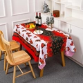 Festive Christmas printed polyester tablecloth with red bows and star patterns for dining decor - Bow Star Dot (Style 4)