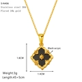 Detail of 18K gold-plated stainless steel necklace with black acrylic clover pendant - Black Four Leaf Clover Style Pendant (S-N406)