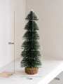 Green flocked Christmas tabletop tree with snow effect on wooden base, height 30cm - 30cm Pagoda Christmas Tree