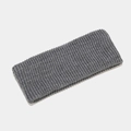 Close-up of deep gray ribbed knit headband showing thick soft vertical texture and fabric - M / Gray