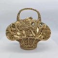 Champagne gold basket evening clutch with crystals and teardrop gemstones - Crystal Yellow