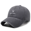 Vintage dark grey washed cotton baseball cap featuring white adventure logo embroidery - Adjustable / Dark Gray