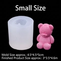 Kleine 3D Teddybär Silikonform für Kerzen mit rosa Bär-Figur aus Kunstharz - Kleiner Bär (A184)