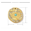 Technische Maße des 19mm Evil Eye Anhängers mit Türkis und Strasssteinen in Gold - Böser Blick Rund Türkis