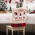 Gnome for the holidays Christmas chair cover with buffalo plaid ruffle and gnome pattern - Multi Gnome Beige Style / Beige