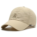Khaki breathable laser-cut baseball cap with geometric embroidery and curved brim - Adjustable / Khaki