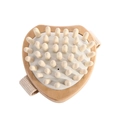 Heart-shaped wooden manual massager with round bristles and elastic hand strap - Heart-shaped Wood Massager (11x10cm)