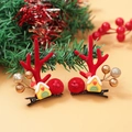 Christmas hair clips featuring red reindeer antlers, plush balls, and golden berries - Christmas Clip Style 15