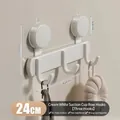 Support à ventouse blanc crème avec 3 crochets pour salle de bain et cuisine, 240 mm - 3 Crochets / Crème