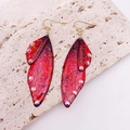 S925 silver cicada wing earrings in gradient red with gold glitter and rhinestones - Dreamy Red Gold