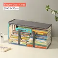 Foldable large transparent book storage bag in elegant grey with double handles - Oversized / Gray