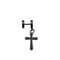 Minimalistische matzwarte roestvrijstalen kruisoorbel voor heren in street gothic stijl - Zwarte Matte Kruis Hanger