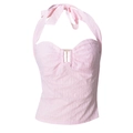 Top corto rosa con scollo all'americana e fiocco posteriore in tessuto strutturato - Rosa / S