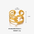Anillo abierto multicapa de acero inoxidable bañado en oro de 18K con textura de perlas - Dorado