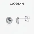 Pendientes de moissanita redondos en plata de ley 925 con un elegante diseño de estilo halo - Estilo Halo Redondo