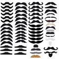 50-piece set of synthetic party mustaches in black, brown, grey, and beige colors - Assorted Style Mustache Mega Set
