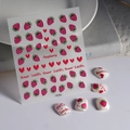 5D raspberry embossed nail art stickers with sweet heart patterns and lettering - Raspberry Lucky Style (TS-062)