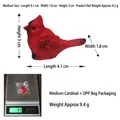 Miniature red cardinal bird resin figurine ornament measures 4.1x1.8x3 cm for Christmas decor - Medium