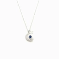 S925 sterling zilveren astronautenketting met maan en blauwe edelsteen hanger - 925 Zilver (40+5cm) / Witgoud