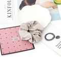 Champagne satin scrunchie with a glossy silk texture on an elegant white decorative plate - 21#-Light Brown