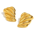 Pendientes de acero inoxidable bañados en oro de 18K con textura de ala simétrica - Dorado