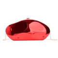 Red acrylic stone-shaped evening clutch bag with rose gold metal chain strap - 27x14x5cm / Red