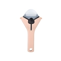 Pink handle 3-in-1 stainless steel fruit peeler with clear cover on white background - Pink